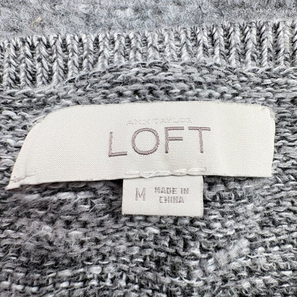 Loft Sweater Womens‎ Medium Gray Knit Neutral Minimalist Academia Classic Preppy - Picture 5 of 12